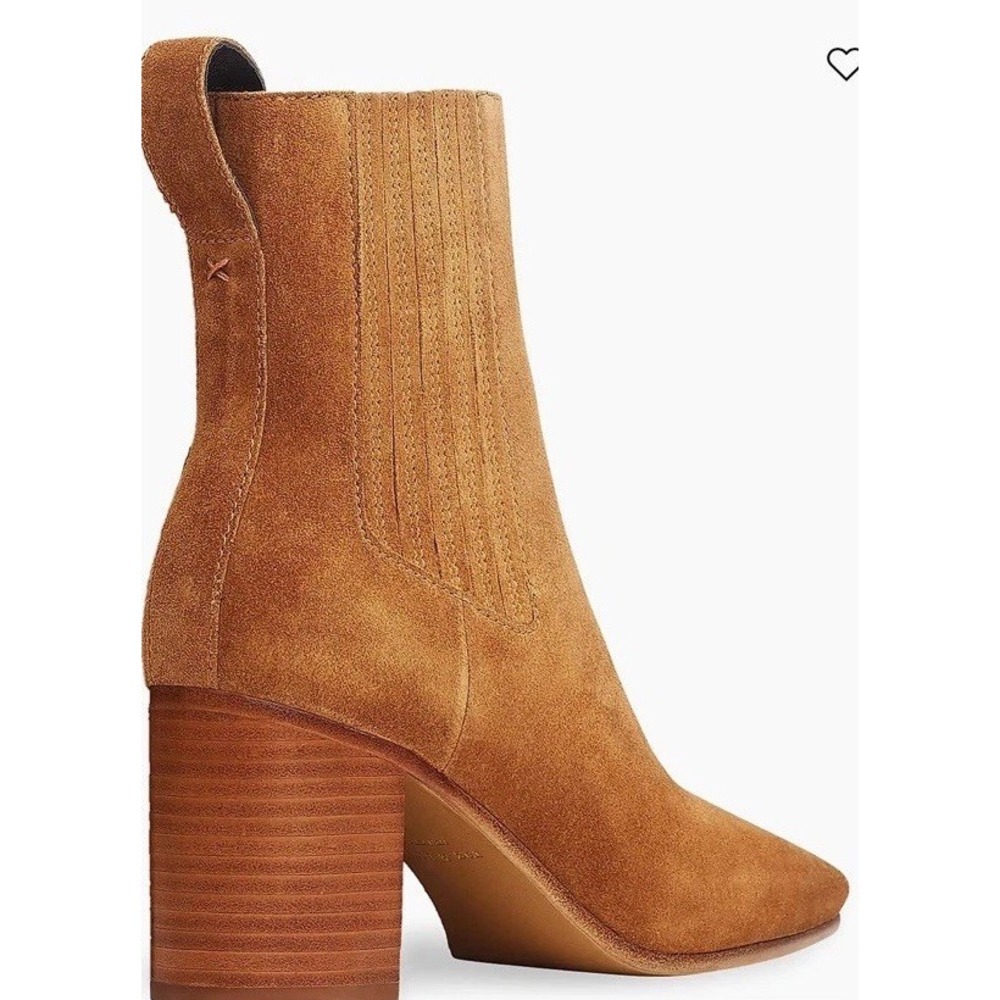Worn Once Rag & Bone Astra Suede Chelsea Booties Tan Square Toe Women's Size 39